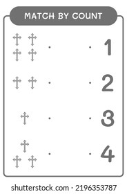 Match by count of Christian cross, game for children. Vector illustration, printable worksheet