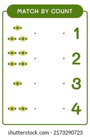 Coincidencia por número de la insignia Clover, juego para niños. Ilustración del vector, hoja de cálculo imprimible