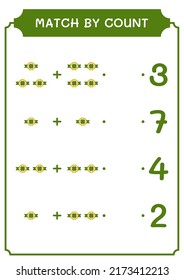 Match by count of Clover badge, game for children. Vector illustration, printable worksheet