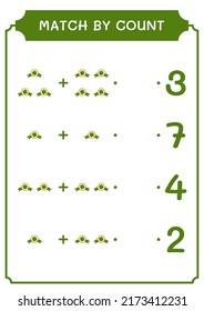 Match by count of Clover badge, game for children. Vector illustration, printable worksheet