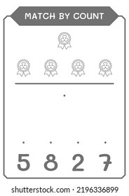 Match by count of Clover badge, game for children. Vector illustration, printable worksheet