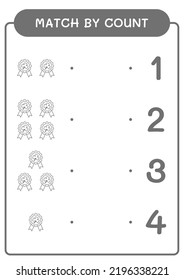Match by count of Clover badge, game for children. Vector illustration, printable worksheet