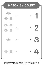 Match by count of Clover Badge, Spiel für Kinder. Vektorgrafik, druckbares Arbeitsblatt