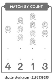 Coincidencia por número de la insignia Clover, juego para niños. Ilustración del vector, hoja de cálculo imprimible