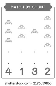 Match by count of Clover badge, game for children. Vector illustration, printable worksheet