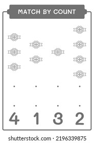 Match by count of Clover badge, game for children. Vector illustration, printable worksheet