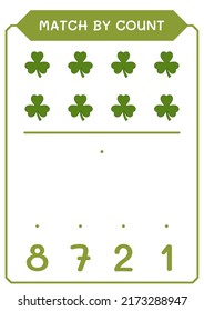 Coincidencia por número de Clover, juego para niños. Ilustración del vector, hoja de cálculo imprimible