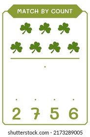Coincidencia por número de Clover, juego para niños. Ilustración del vector, hoja de cálculo imprimible