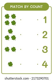 Match by count of Clover, game for children. Vector illustration, printable worksheet
