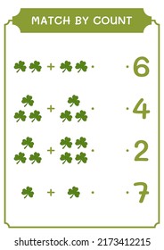 Coincidencia por número de Clover, juego para niños. Ilustración del vector, hoja de cálculo imprimible