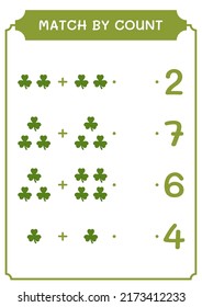 Match by count of Clover, game for children. Vector illustration, printable worksheet