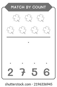 Match by count of Clover, game for children. Vector illustration, printable worksheet