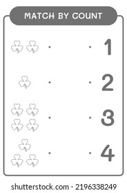 Match by count of Clover, game for children. Vector illustration, printable worksheet