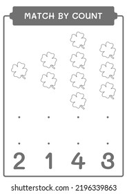 Match by count of Clover, game for children. Vector illustration, printable worksheet