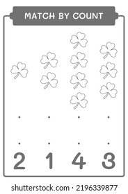 Match by count of Clover, game for children. Vector illustration, printable worksheet