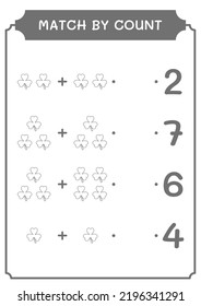 Match by count of Clover, game for children. Vector illustration, printable worksheet