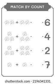 Match by count of Clover, game for children. Vector illustration, printable worksheet