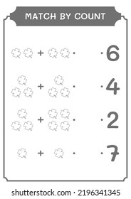 Match by count of Clover, game for children. Vector illustration, printable worksheet