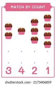 Match by count of Cupcake, game for children. Vector illustration, printable worksheet