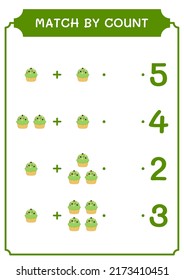 Match by count of Cupcake, game for children. Vector illustration, printable worksheet