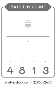 Coincidencia por cuenta de Cupcake, juego para niños. Ilustración del vector, hoja de cálculo imprimible