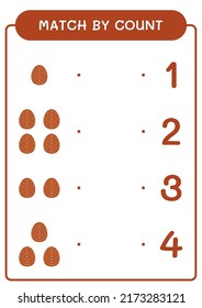 Match by count of Easter egg, game for children. Vector illustration, printable worksheet