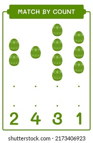Match by count of Easter egg, game for children. Vector illustration, printable worksheet