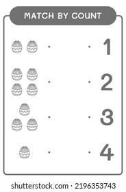 Match by count of Easter egg, game for children. Vector illustration, printable worksheet