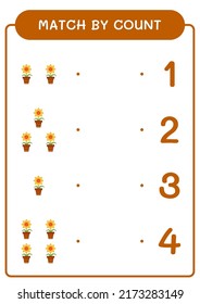 Match by count of Flower, game for children. Vector illustration, printable worksheet