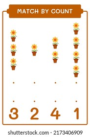 Match by count of Flower, game for children. Vector illustration, printable worksheet