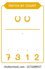 Match by count of Horseshoe, game for children. Vector illustration, printable worksheet