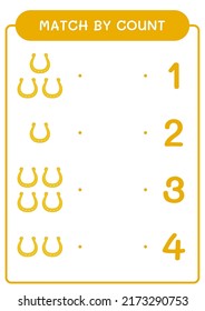 Match by count of Horseshoe, game for children. Vector illustration, printable worksheet