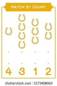 Match by count of Horseshoe, game for children. Vector illustration, printable worksheet