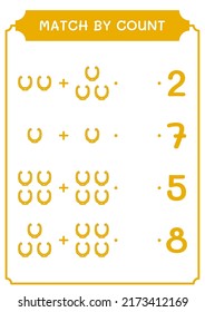 Match by count of Horseshoe, game for children. Vector illustration, printable worksheet