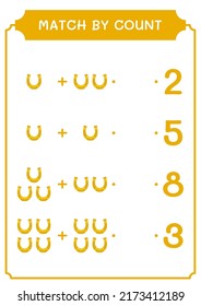 Match by count of Horseshoe, game for children. Vector illustration, printable worksheet