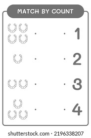 Match by count of Horseshoe, game for children. Vector illustration, printable worksheet