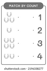 Match by count of Horseshoe, game for children. Vector illustration, printable worksheet