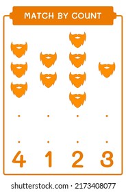 Match by count of Leprechaun beard, game for children. Vector illustration, printable worksheet