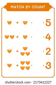 Match by count of Leprechaun beard, game for children. Vector illustration, printable worksheet