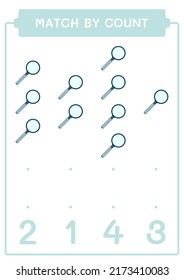 Match by count of Magnifying glass, game for children. Vector illustration, printable worksheet