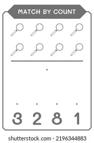 Match by count of Magnifying glass, game for children. Vector illustration, printable worksheet