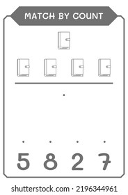Match by count of Notebook, game for children. Vector illustration, printable worksheet