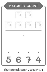Match by count of Notebook, game for children. Vector illustration, printable worksheet