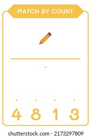 Match by count of Pencil, game for children. Vector illustration, printable worksheet