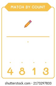 Match by count of Pencil, game for children. Vector illustration, printable worksheet