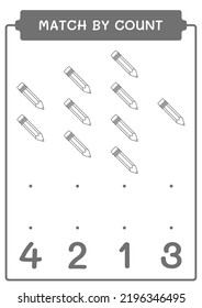 Coincidir por número de lápiz, juego para niños. Ilustración del vector, hoja de cálculo imprimible