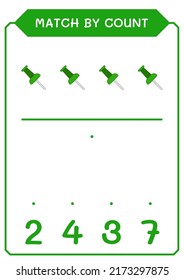 Match by count of Push pin, game for children. Vector illustration, printable worksheet