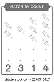 Match by count of Push pin, game for children. Vector illustration, printable worksheet