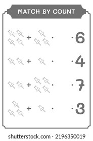 Match by count of Push pin, game for children. Vector illustration, printable worksheet