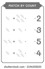 Match by count of Push pin, game for children. Vector illustration, printable worksheet